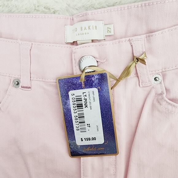 NWT Ted Baker Lemin Pink Straight Leg High Waisted Crop Jeans 27 Denim - Picture 8 of 9